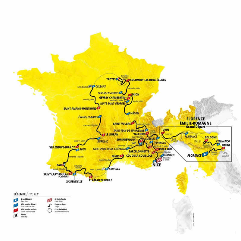 Streckenplan der Tour de France 2024